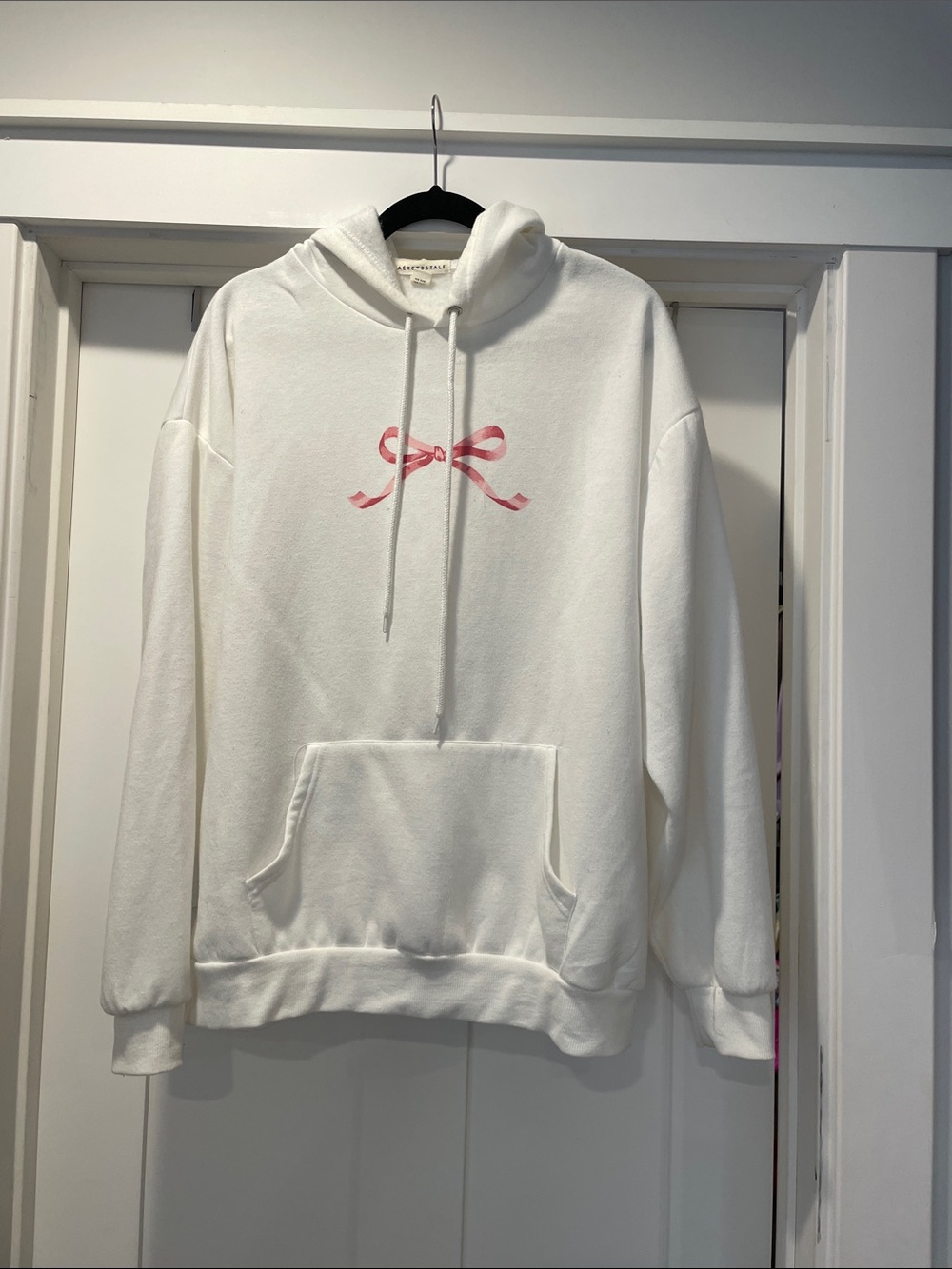 Aeropostale White Hoodie with Pink Bow Graphic - size M
